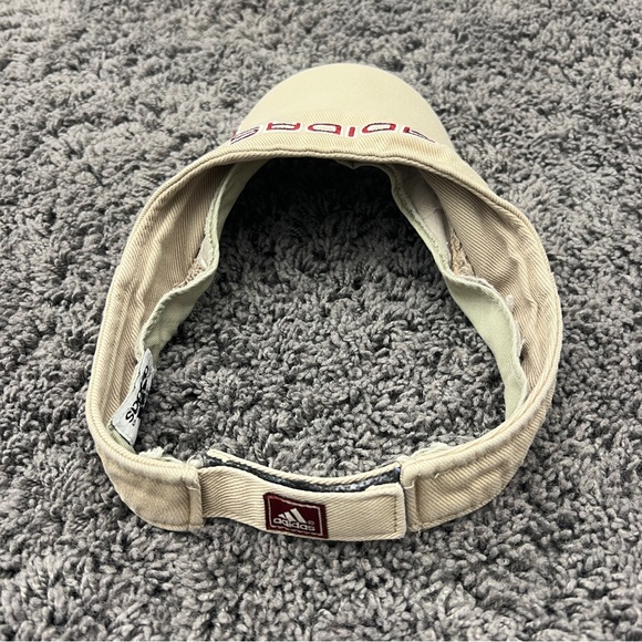 Vintage Golf Adidas Visor Hat Adjustable Strapback Khaki Tan Embroidered Y2K - Picture 4 of 6